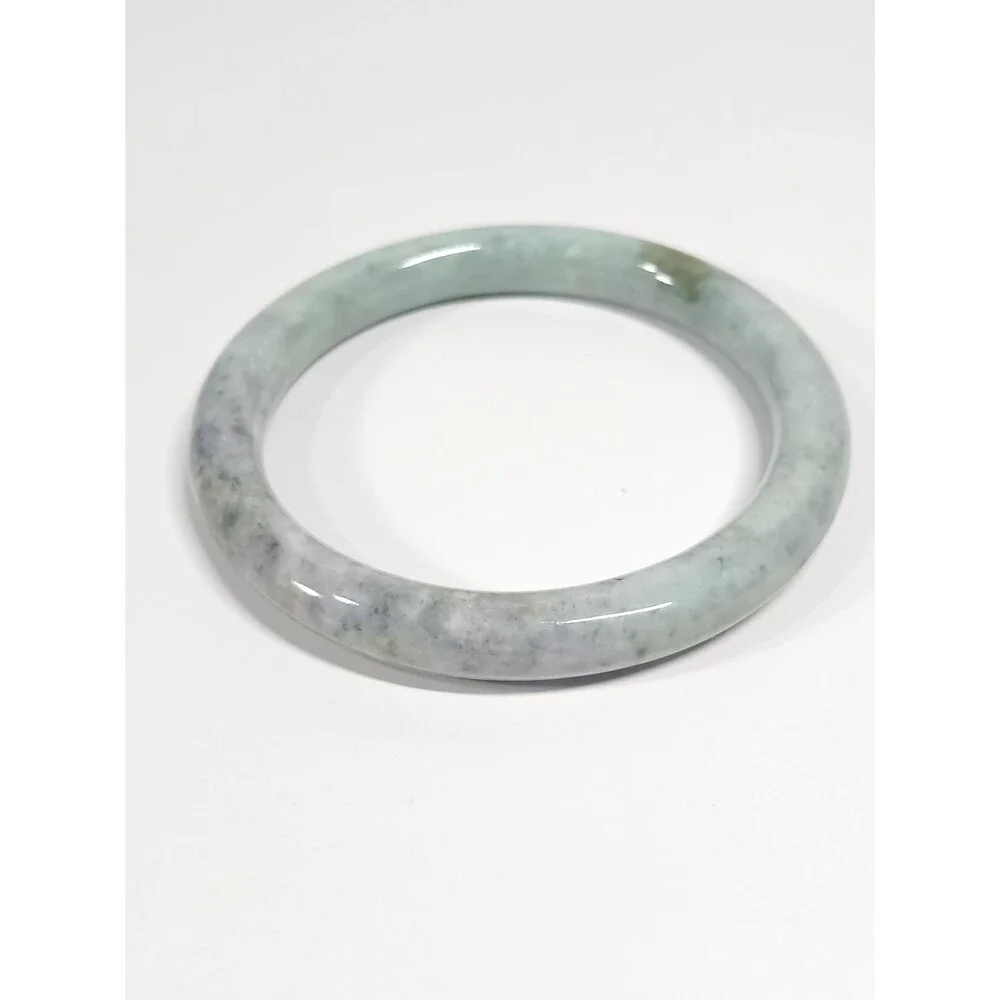 Jadeite Jade Bangle Bracelet Light Green Grey ~2.5
